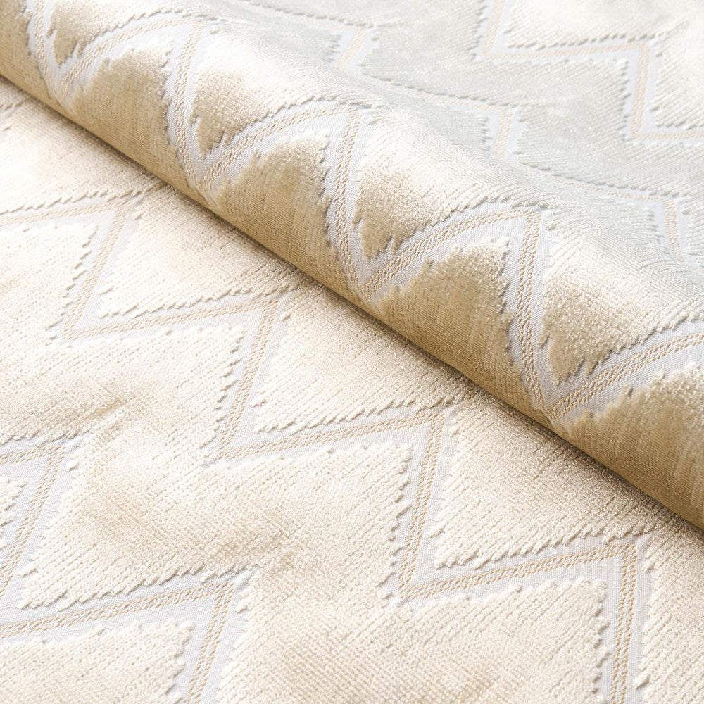 Chevron Velvet Champagne 72844 by Schumacher Designer Fabric Cut & Patterned Velvets 3.38" - Swanky Fabrics -