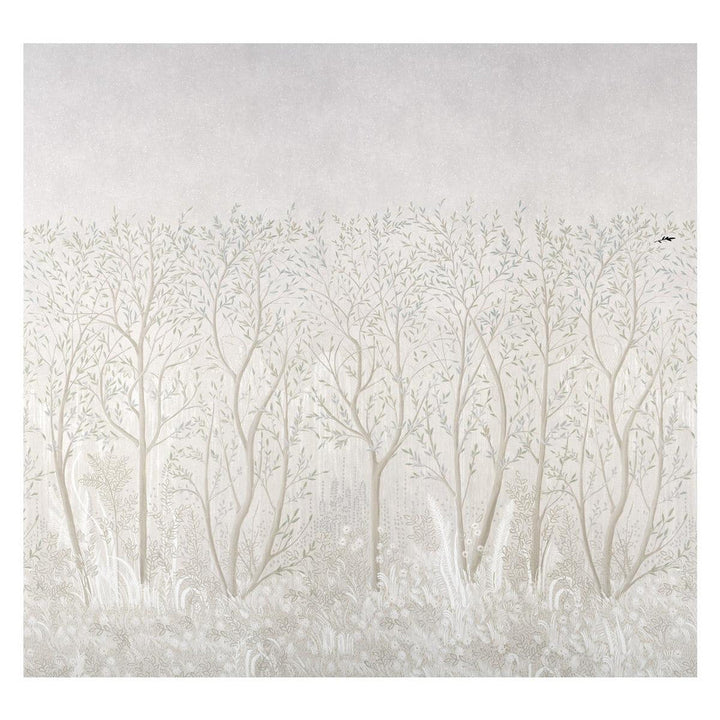 Brindille Golden Accented Alabaster 5010924 by Schumacher Designer Wallpaper Panels 162.0" - Swanky Fabrics -