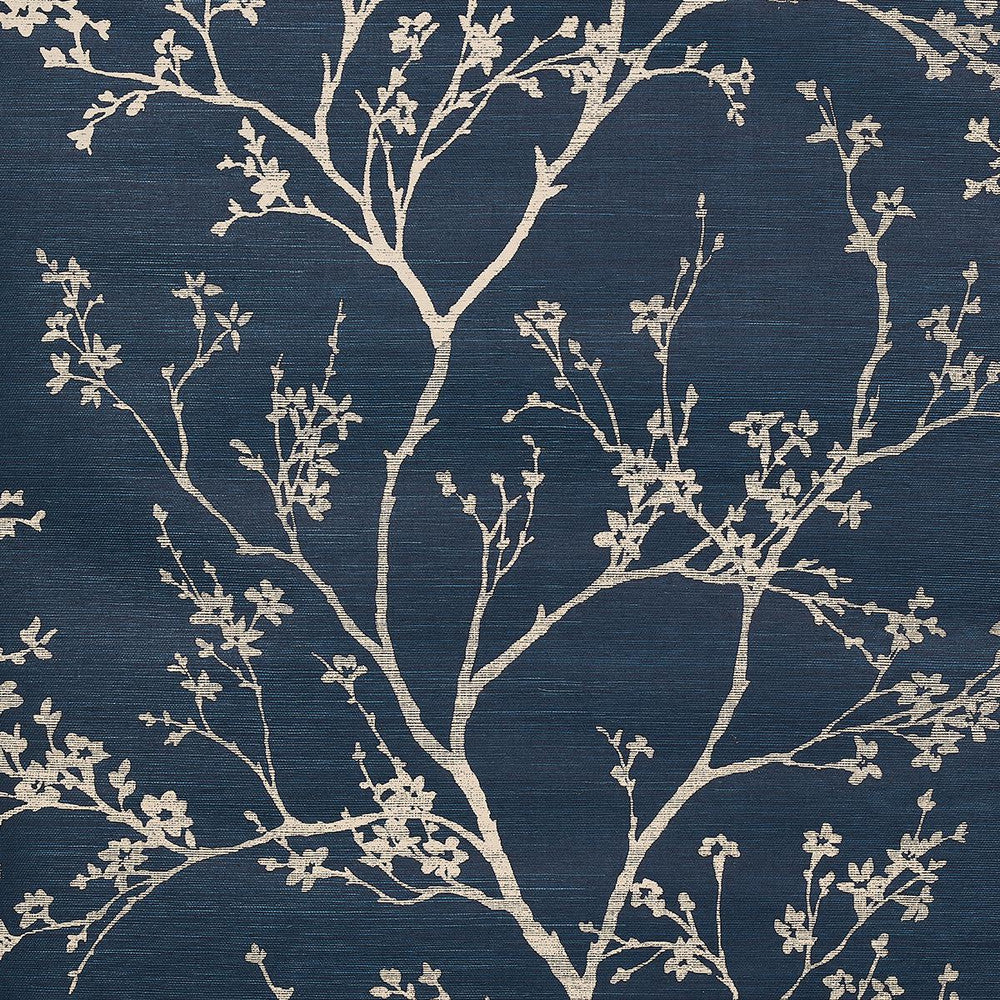 Twiggy Sisal Indigo 5008293 by Schumacher Designer Wallpaper Moon River 32.5" - Swanky Fabrics -