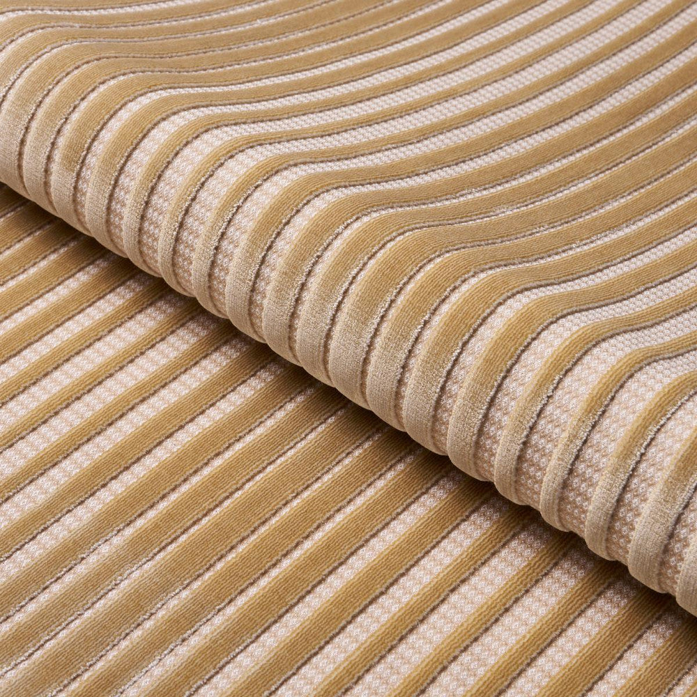 Chimay Stripe Velvet Champagne 82153 by Schumacher Designer Fabric Cut & Patterned Velvets 6.5" - Swanky Fabrics -