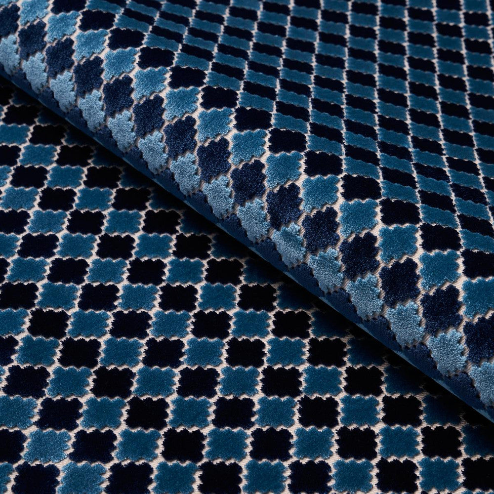 Marrakesh Velvet Indigo 65645 by Schumacher Designer Fabric Cut & Patterned Velvets 1.0" - Swanky Fabrics -
