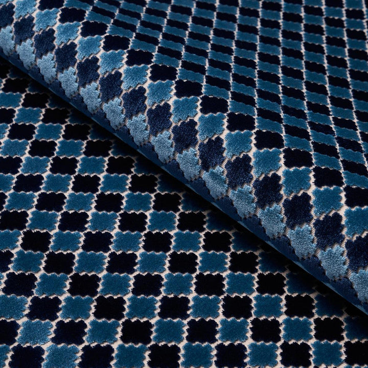 Marrakesh Velvet Indigo 65645 by Schumacher Designer Fabric Cut & Patterned Velvets 1.0" - Swanky Fabrics -