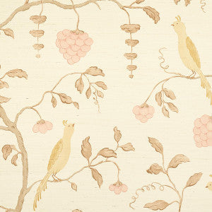 Schumacher Wallpaper Wisteria Sisal Amber & Rose 5013701