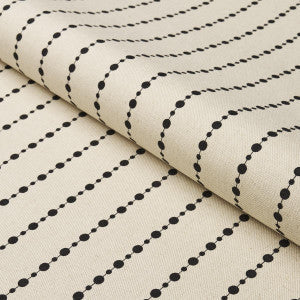 Schumacher Fabric Beaded Stripe Black And Cream 181430