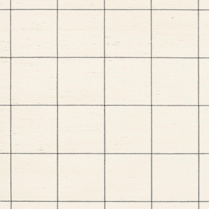 Windowpane Embroidered Sisal Charcoal 5015202 by Schumacher Designer Wallpaper Textured Wallcoverings & Printed Grasscloths 4.38" - Swanky Fabrics -