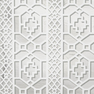 Schumacher Wallpaper Zanzibar Trellis Mylar Silver Mylar 5013641