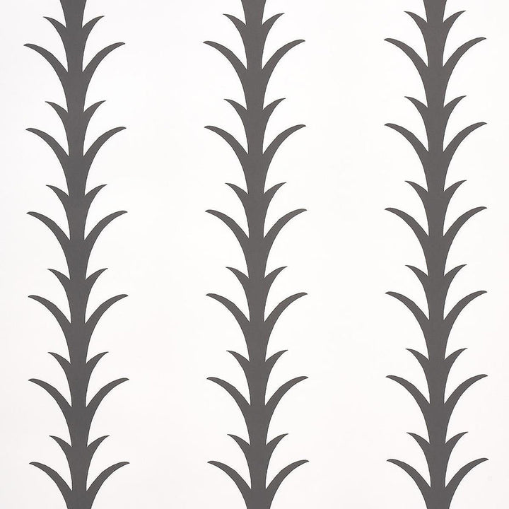 Acanthus Stripe Carbon On Ivory 5014773 by Schumacher Designer Wallpaper Moon River 10.75" - Swanky Fabrics -