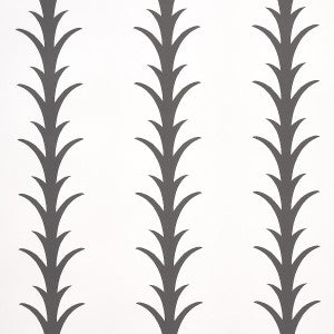 Schumacher Wallpaper Acanthus Stripe Carbon On Ivory 5014773