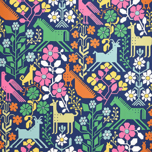 Schumacher Wallpaper Lupita Multi On Navy 5013760