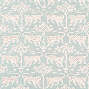 Schumacher Wallpaper Woodland Leopard Sisal Waterblue 5012301