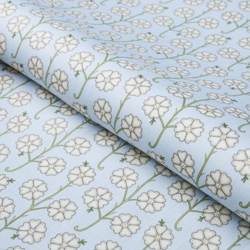 Gardenia Egg Blue 181400 by Schumacher Designer Fabric Neisha Crosland 3.88" - Swanky Fabrics -