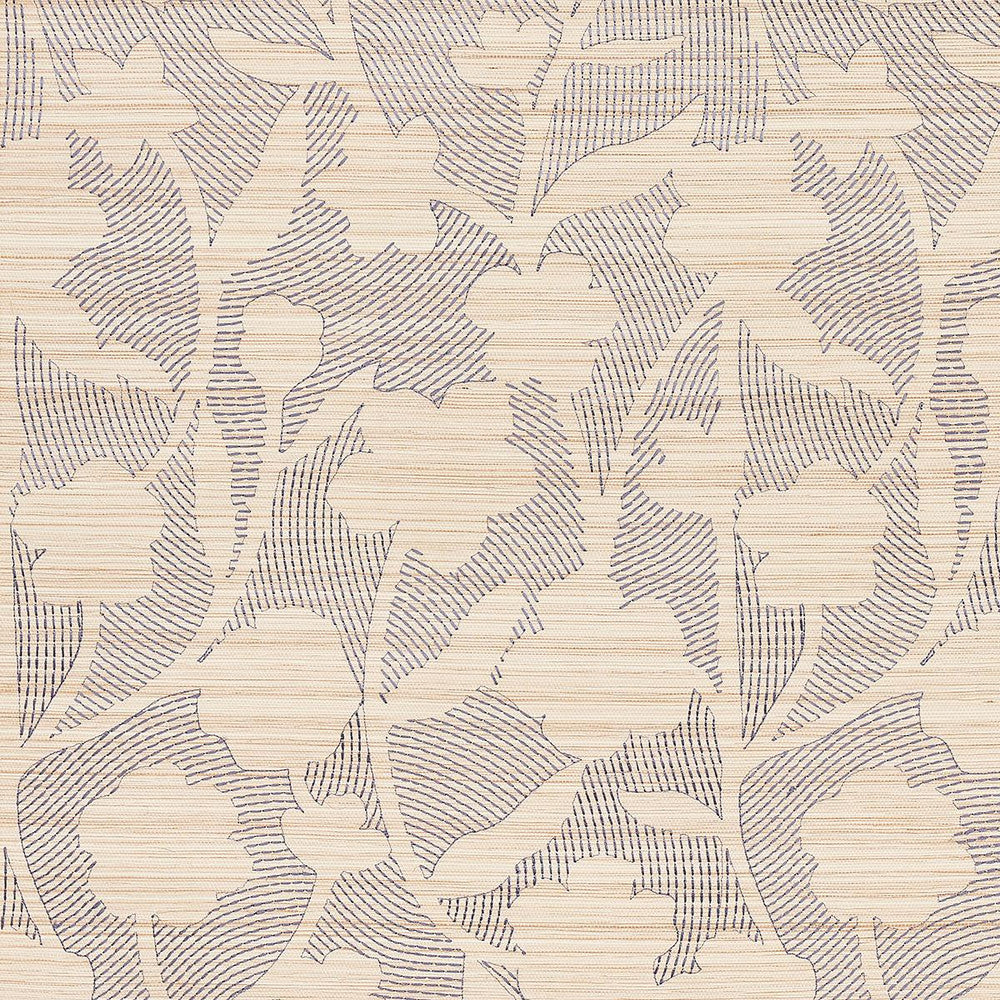 Kantha Embroidered Flower Sisal Carbon 5015180 by Schumacher Designer Wallpaper Textured Wallcoverings & Printed Grasscloths 17.12" - Swanky Fabrics -