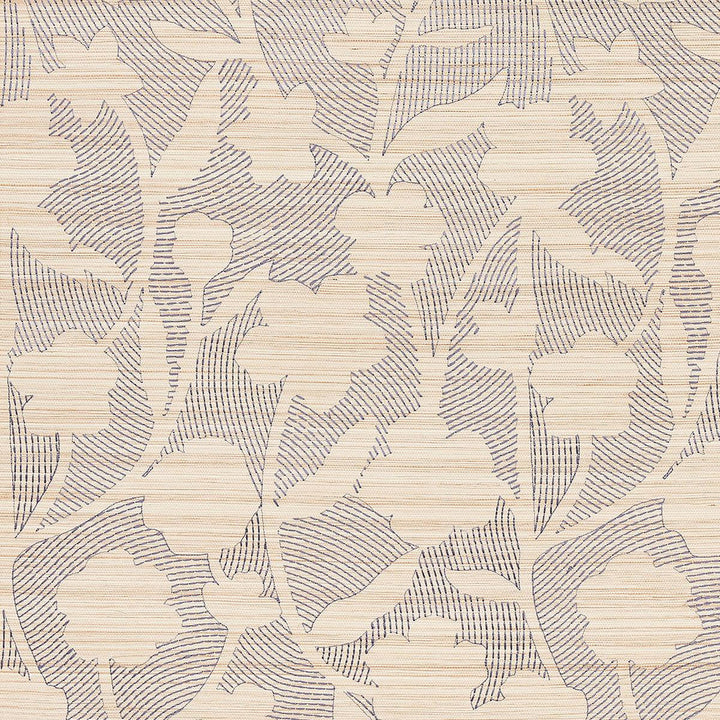 Kantha Embroidered Flower Sisal Carbon 5015180 by Schumacher Designer Wallpaper Textured Wallcoverings & Printed Grasscloths 17.12" - Swanky Fabrics -
