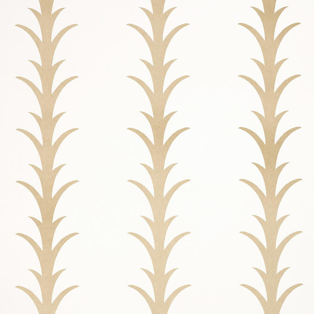 Acanthus Stripe Gold On Ivory 5014772 by Schumacher Designer Wallpaper Moon River 10.75" - Swanky Fabrics -