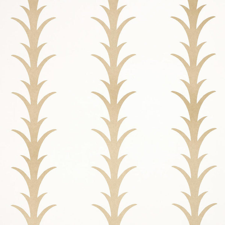 Acanthus Stripe Gold On Ivory 5014772 by Schumacher Designer Wallpaper Moon River 10.75" - Swanky Fabrics -