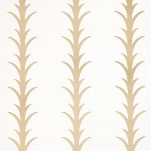 Schumacher Wallpaper Acanthus Stripe Gold On Ivory 5014772