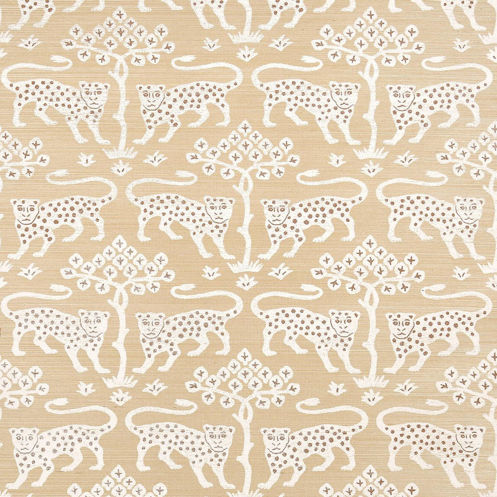 Woodland Leopard Sisal Oatmeal 5012303 by Schumacher Designer Wallpaper Textured Wallcoverings & Printed Grasscloths 34.0" - Swanky Fabrics -