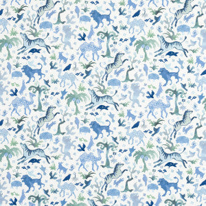 Schumacher Fabric Beasts Indoor/Outdoor Blue And Green 181591