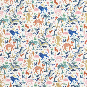 Schumacher Fabric Beasts Indoor/Outdoor Multi On Ivory 181590