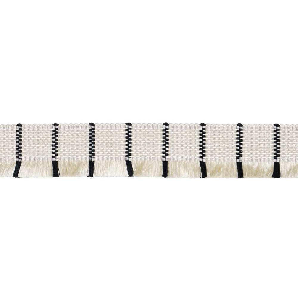 Frances Silk Fringe Black And White 83371 by Schumacher Designer Trim Patterson Flynn - Swanky Fabrics -