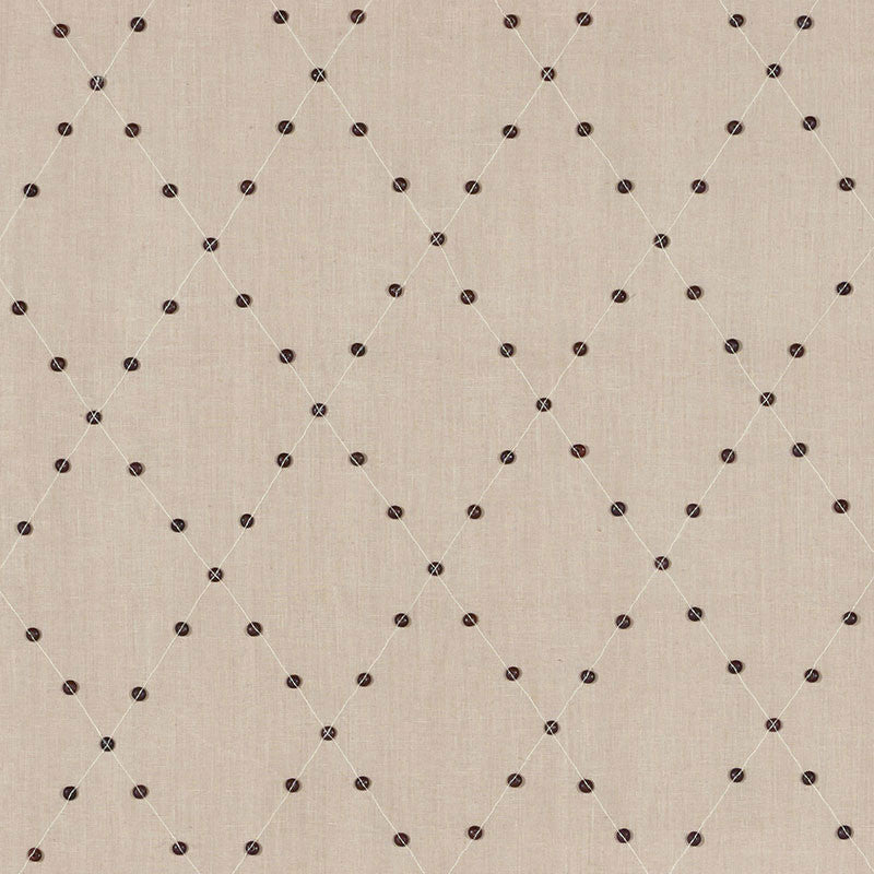 Samoa Diamond Sea Oyster 69081 by Schumacher Designer Fabric MARY MCDONALD LINEN 75% WOODEN BEADS 22% INDIA </p><p>Repeat: Horizontal: 6" (15CM) and Vertical: 8 1/2" (22CM) 53.5 - Swanky Fabrics -