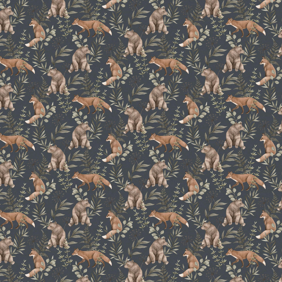 Schumacher Wallcovering Wild Forest - Midnight