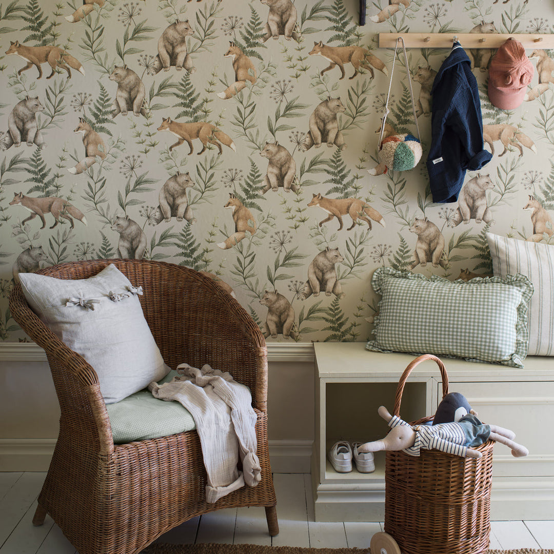 Schumacher Wallcovering Wild Forest - Sage