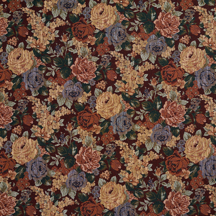 6924 Burgundy by Charlotte Designer Fabric Glorious Gardens 70% Polyester, 30% Cotton Asia Exceeds 100,000 Wyzenbeek Rubs (Heavy Duty) Horizontal: 27.5" x Vertical: 14.0" 54 Inches - Swanky Fabrics -