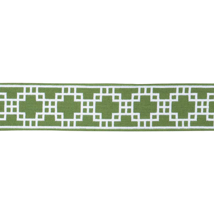 Squared Away Trellis Tape Green 83590 by Schumacher Designer Trim Statement Trims 3.12" - Swanky Fabrics -