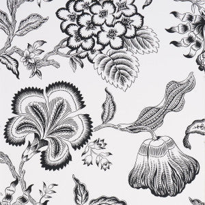 Schumacher Wallpaper Hothouse Flowers Silhouette Black And White 5015323