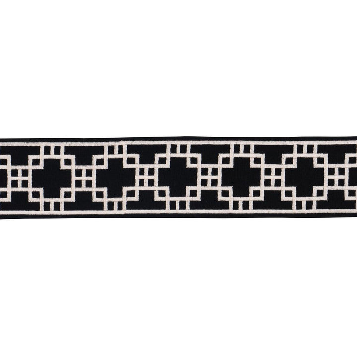 Squared Away Trellis Tape Black 83593 by Schumacher Designer Trim Statement Trims 3.12" - Swanky Fabrics -