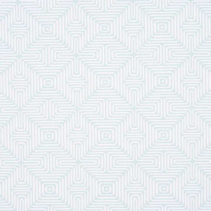 Amazing Maze Indoor/Outdoor Aqua Breeze 65326 by Schumacher Designer Fabric Trina Turk 6.38" - Swanky Fabrics -