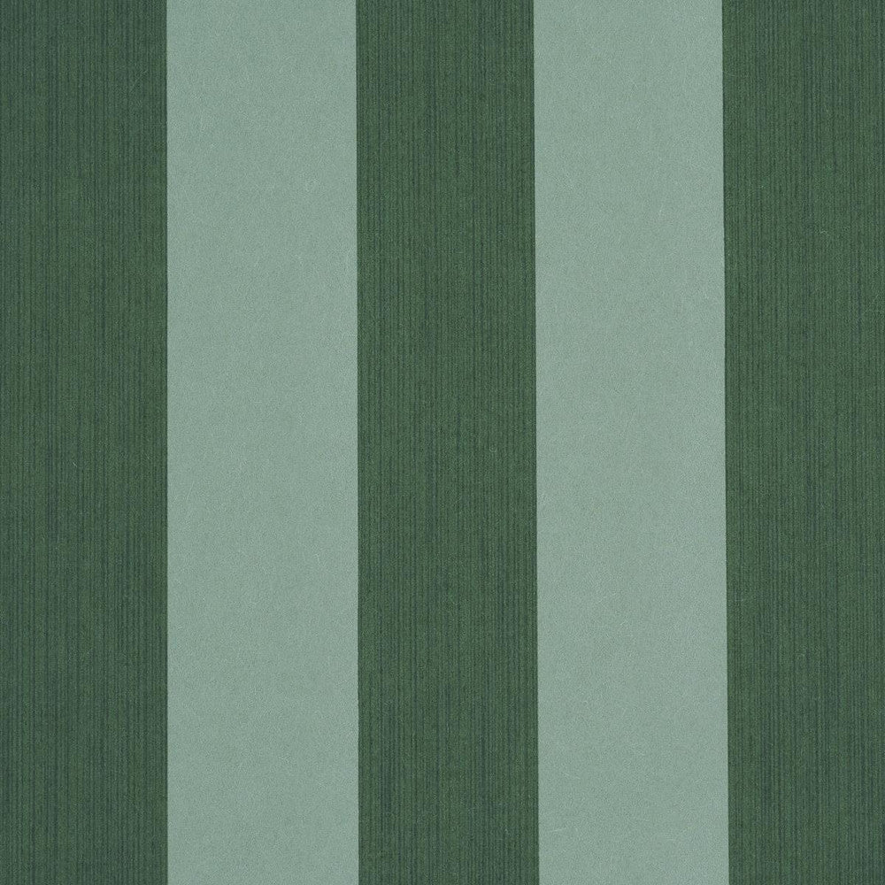 Edwin Stripe Wide Dark Green 5013624 by Schumacher Designer Wallpaper Perennial Favorites 4.5" - Swanky Fabrics -