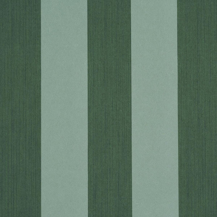 Edwin Stripe Wide Dark Green 5013624 by Schumacher Designer Wallpaper Perennial Favorites 4.5" - Swanky Fabrics -