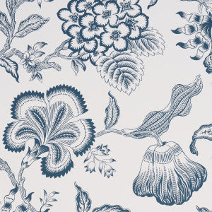 Schumacher Wallpaper Hothouse Flowers Silhouette Peacock On White 5015324