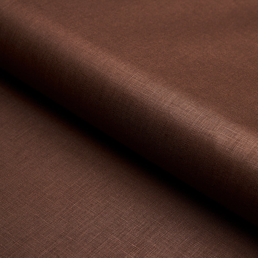 Schumacher Fabric Lange Glazed Linen - Brown