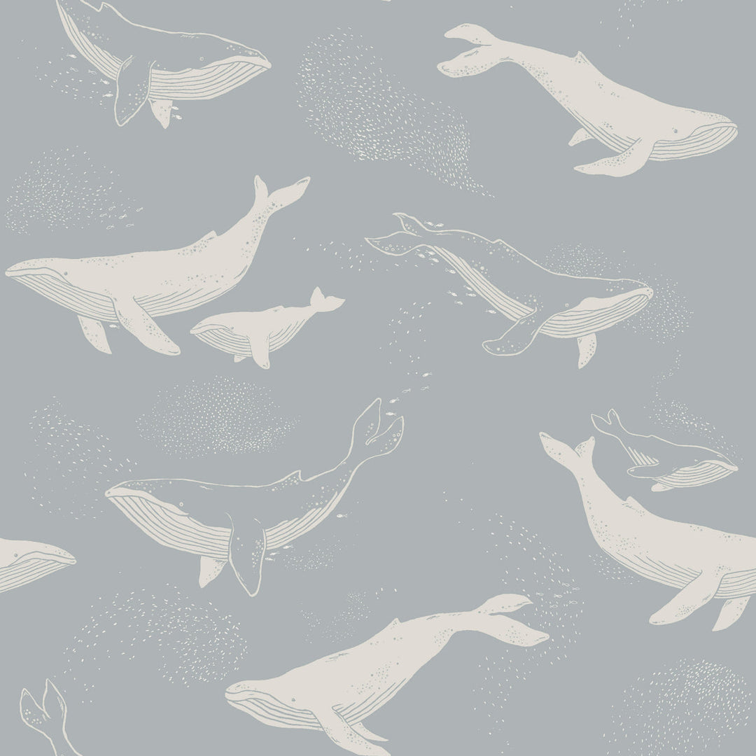 Schumacher Wallcovering Whales - Slate