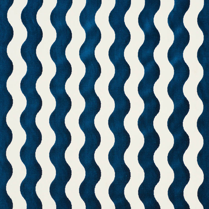 The Wave Velvet Navy 69423 by Schumacher Designer Fabric CUT & PATTERNED VELVETS COTTON 66% RAYON 34% UNITED STATES OF AMERICA WYZENBEEK 60,000 </p><p>Repeat: Horizontal: 3 1/4" (8CM) and Vertical: 3 1/2" (9CM) 50.5 - Swanky Fabrics -