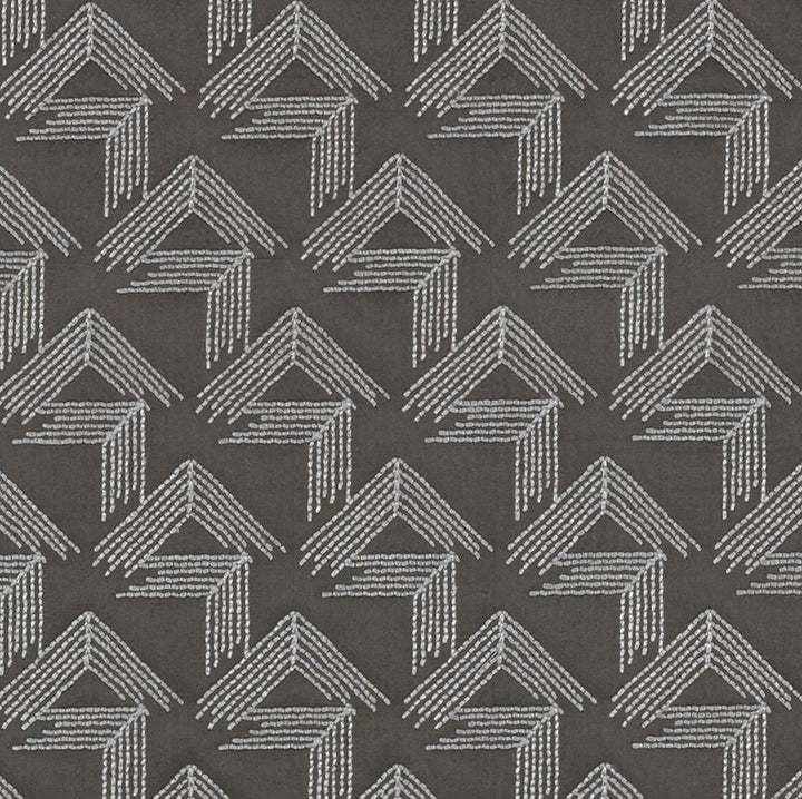 V Step Charcoal 69433 by Schumacher Designer Fabric Miles-Redd 38% Cotton, 30% Spun, 26% Polywadding, 6% Spun Martindale 16,000 Horizontal: 2 and Vertical: 6.25 50.625 - Swanky Fabrics -