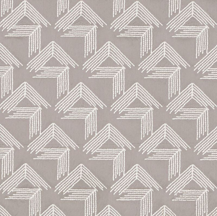 V Step Pale Grey 69434 by Schumacher Designer Fabric Miles-Redd 38% Cotton, 30% Spun, 26% Polywadding, 6% Spun Martindale 16,000 Horizontal: 2 and Vertical: 6.25 50.625 - Swanky Fabrics -