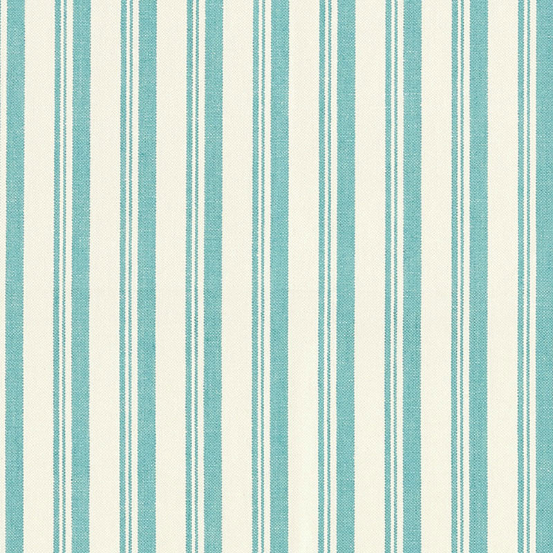 Capri Aqua/White 69444 by Schumacher Designer Fabric MILES REDD LINEN 100% ITALY MARTINDALE 14,000 </p><p>Repeat: Horizontal: 1 5/8" (4CM) and Vertical: 60 - Swanky Fabrics -