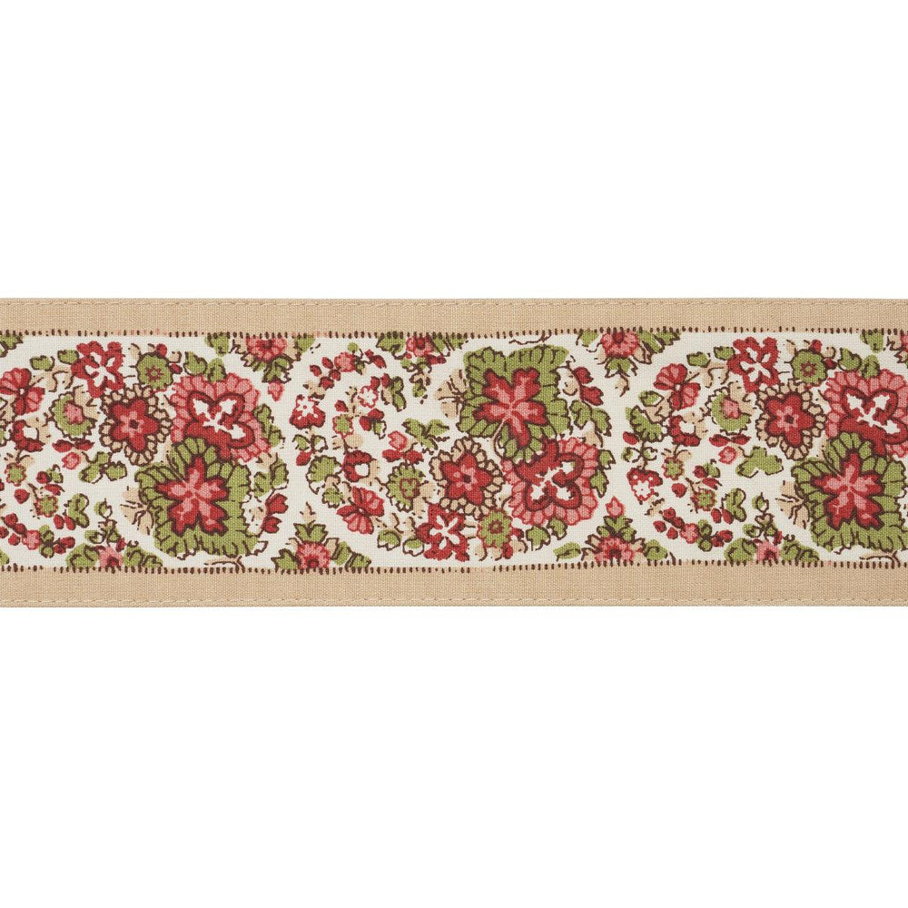 Ines Paisley Rose & Cognac 84442 by Schumacher Designer Trim Le Max - Swanky Fabrics -