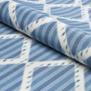 Schumacher Fabric Kai Striped Ikat Blue 181290
