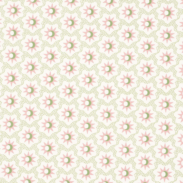 Lucie Pink & Green 5015762 by Schumacher Designer Wallpaper Domino Effect 3.88" - Swanky Fabrics -