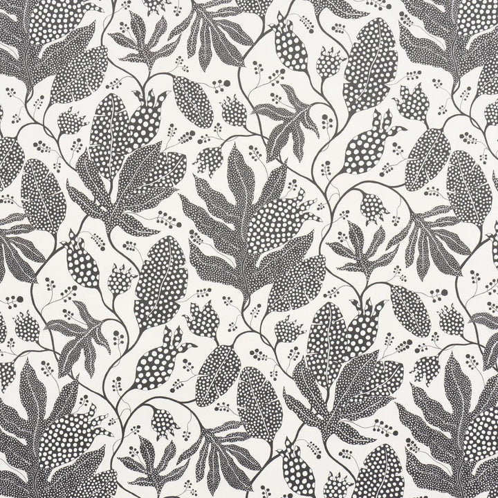 Polka Dot Jungle Black & Cream 5015462 by Schumacher Designer Wallpaper Marian Mcevoy 18.0" - Swanky Fabrics -