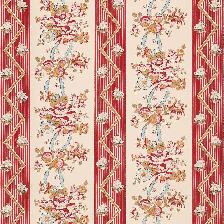 Sylvain Floral Stripe Rouge 5015541 by Schumacher Designer Wallpaper Le Max 27.0" - Swanky Fabrics -