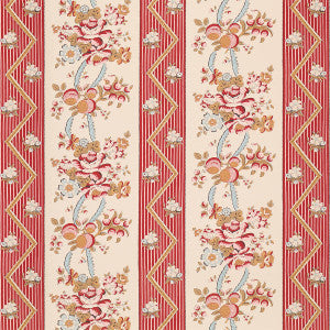 Schumacher Wallpaper Sylvain Floral Stripe Rouge 5015541