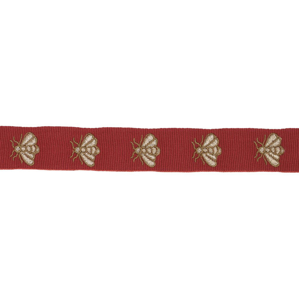 Hubert'S Bees Tape Rouge & Gold 83530 by Schumacher Designer Trim Le Max - Swanky Fabrics -