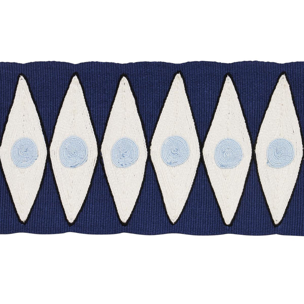 Backgammon Tape Navy And Sky 181220 by Schumacher Designer Trim Mary Mcdonald - Swanky Fabrics -