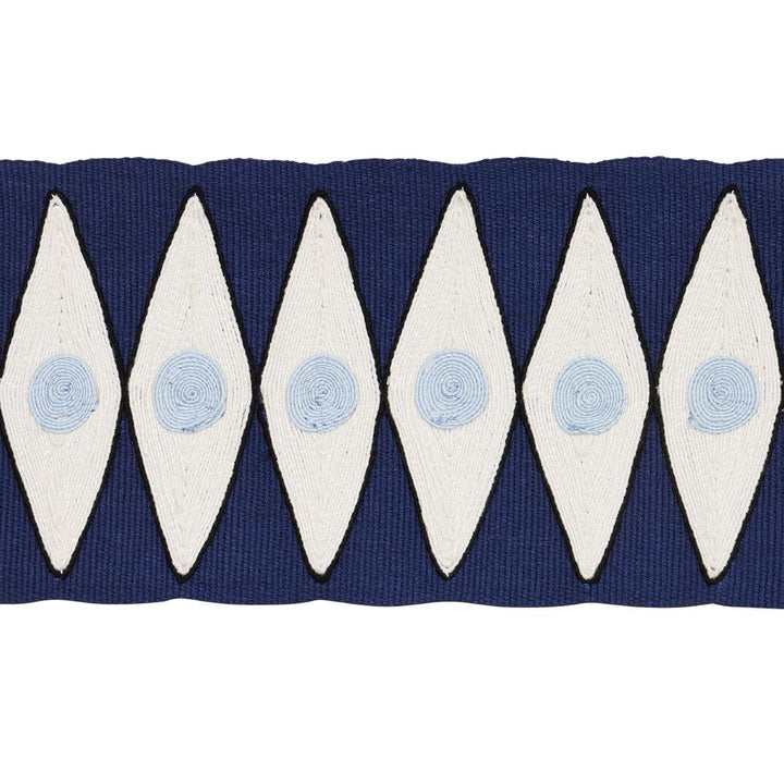 Backgammon Tape Navy And Sky 181220 by Schumacher Designer Trim Mary Mcdonald - Swanky Fabrics -